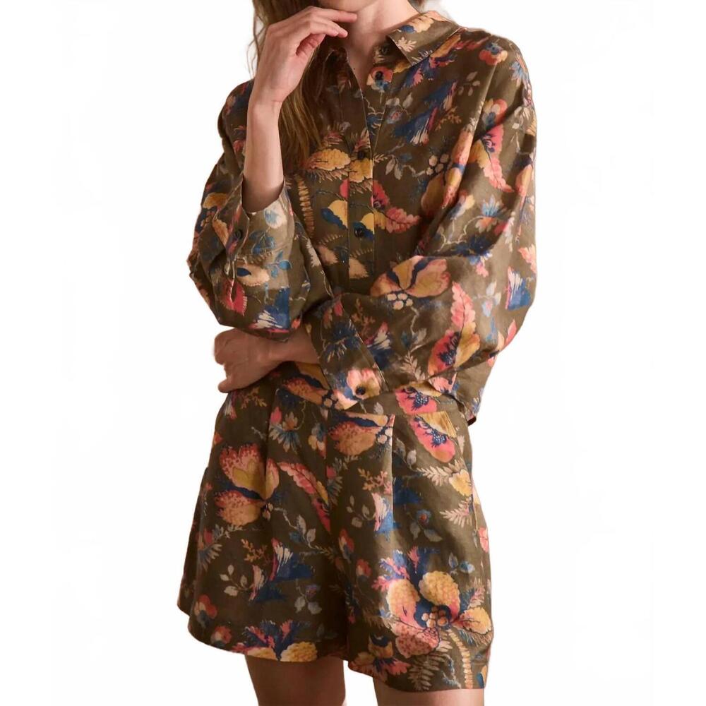 NEW HUNTER BELL clarke button down shirt in olive floral